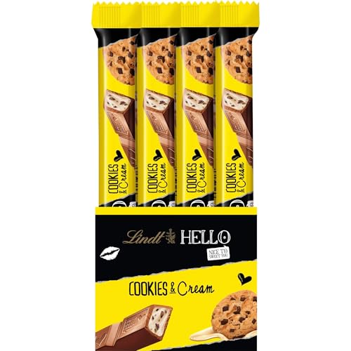 Lindt Schokolade HELLO Sticks Cookies & Cream | 24 x 39 g Riegel | Vollmilch-Schokoladen Sticks mit Keks- & Sahnecrème-Füllung | Großpackung | Schokoladengeschenk | Schokoriegel von Lindt