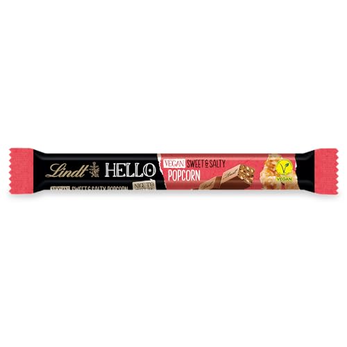 Lindt Schokolade HELLO Vegan Sticks Sweet & Salty Popcorn | 24 x 35 g Riegel | Vegane-Schokoladen Sticks mit mit Kakao und Mais-Popcorn-Stückchen | Schokoladengeschenk | Schokoriegel von Lindt