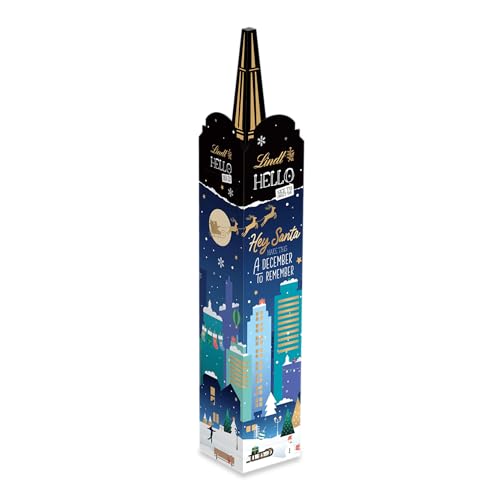 Lindt Schokolade HELLO Xmas Tower Adventskalender 2024 I 235 g | Adventskalender mit 24 süßen Überraschungen | Schokolade für die Weihnachtszeit | Schokoladen-Geschenk von Lindt