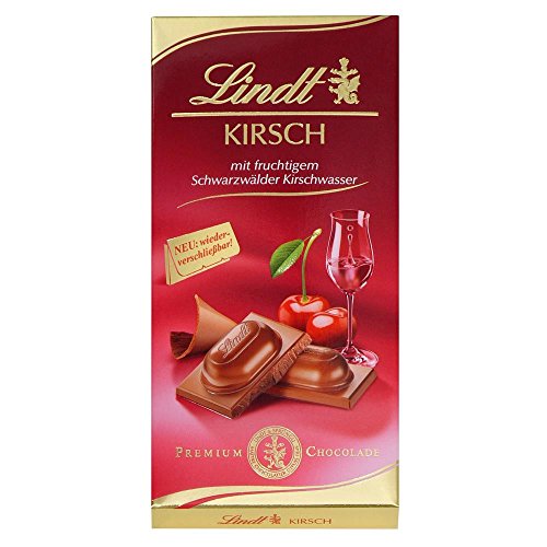 Lindt Schokolade Kirsch | 12 x 100 g Tafel | Vollmilch-Schokolade mit fruchtigem Schwarzwälder Kirschwasser, alkoholhaltig | Schokoladentafel | Schokoladengeschenk von Lindt