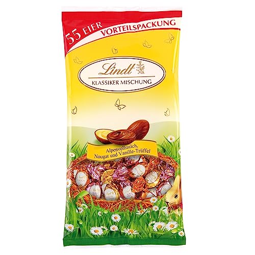 Lindt Schokolade Klassiker Eier Mischung | 288 g | 55 Eier in den Sorten Alpenvollmilch, Nougat und Vanille-Trüffel | Oster Schokolade | Schokoladengeschenk | Ostereier | Schokoeier von Lindt