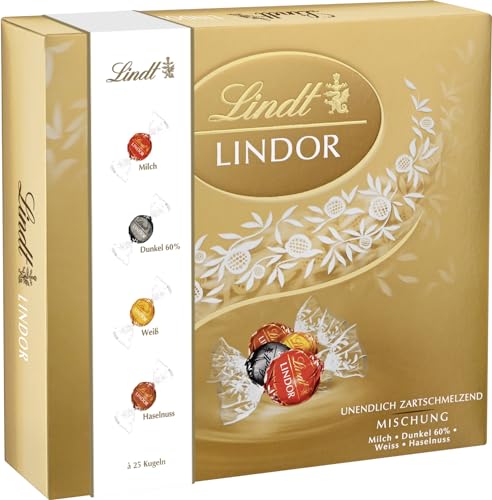 Lindt Schokolade LINDOR | 1245 g | Ca. 100 Kugeln: Milch, 60%, Weiß & Haselnuss | Schokoladengeschenk | Pralinen | Großpackung von Lindt