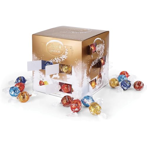 Lindt Schokolade LINDOR Adventskalender Mischung 2024 , 300 g , 24 verschiedene LINDOR Überraschungen mit unendlich zartschmelzender Füllung , Schokoladen-Geschenk von Lindt