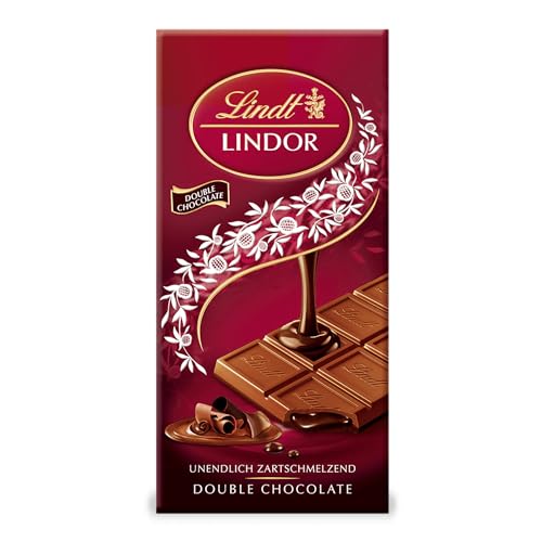 Lindt Schokolade LINDOR Double Chocolate Tafel | Feinste Vollmilch-Schokolade mit einer unendlich zartschmelzenden dunklen Füllung | Schokoladentafel | Schokoladengeschenk, 100g von Lindt