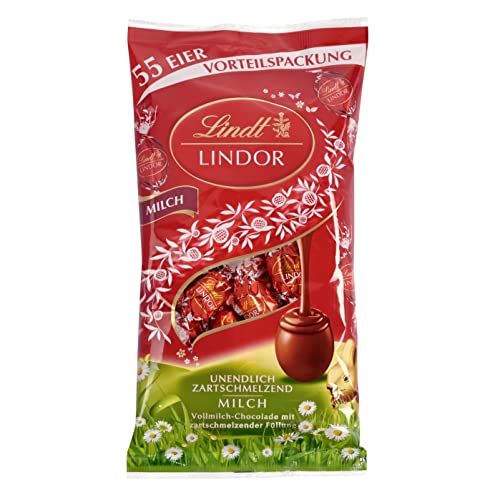 Lindt Schokolade LINDOR Eier Milch | 254 g | 55 x LINDOR Eier Vollmilch mit zartschmelzender Füllung | Oster Schokolade | Schokoladengeschenk | Ostereier | Schokoeier von Lindt