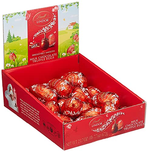 Lindt Schokolade LINDOR Eier Thekendisplay | 672 g | LINDOR Eier Vollmilch mit zartschmelzender Füllung | Oster Schokolade | Schokoladengeschenk | Ostereier | Schokoeier | Großpackung von Lindt