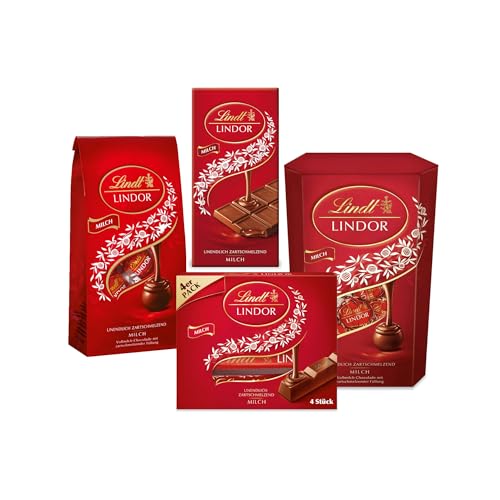 Lindt Schokolade LINDOR Geschenkset | Teilen und Verschenken | Mischung aus verschiedenen LINDOR Milch Bestsellern | Schokoladengeschenk | Pralinengeschenk von Lindt