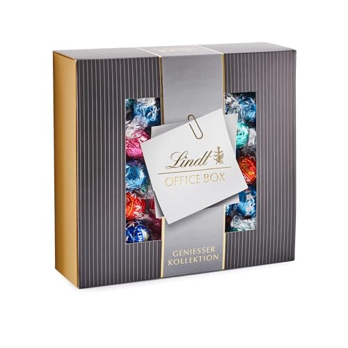 Lindt Schokolade LINDOR Home Office Box | 933 g | Ca. 74 Kugeln mit zartschmelzender Füllung, Sorten: Milch, Dark 45%, Erdbeer-Sahne, Cocos, Stracciatella | Pralinengeschenk | Großpackung von Lindt