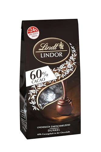 Lindt Schokolade LINDOR Kugeln 60% Kakao Extra Dunkel | 137 g Beutel | ca. 10 Kugeln feinherbe Schokolade mit zartschmelzender Füllung | Pralinen-Geschenk | Probierpreis Aktion von Lindt