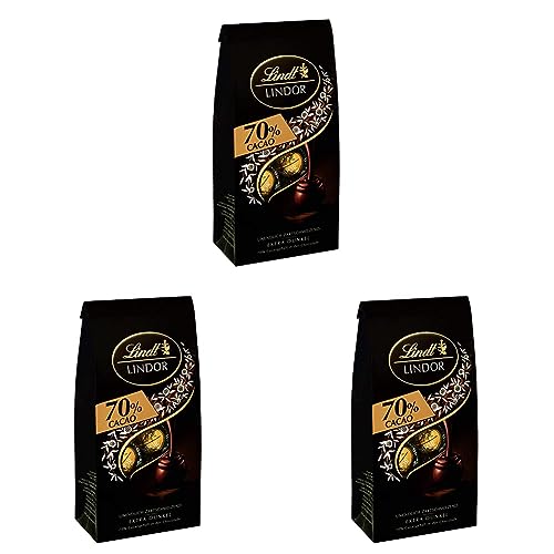 Lindt Schokolade LINDOR Kugeln 70% Kakao Extra Dunkel | 137 g Beutel | ca. 10 Kugeln feinherbe Edelbitter Schokolade mit zartschmelzender Füllung | Pralinen-Geschenk | Schokoladen-Geschenk von Lindt