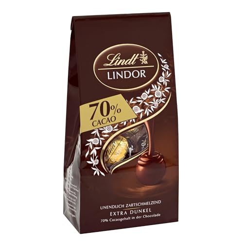 Lindt Schokolade LINDOR Kugeln 70% Kakao Extra Dunkel | 99 g Beutel | Feinherbe Schokolade Kugeln mit zartschmelzender Füllung | Pralinen-Geschenk | Schokoladen-Geschenk von Lindt