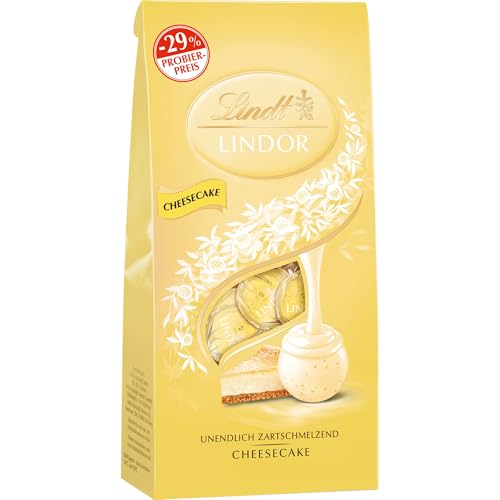 Lindt Schokolade LINDOR Kugeln Cheesecake | 137 g Beutel | ca. 10 Kugeln weiße Schokolade mit zartschmelzender Cheesecake-Füllung | Pralinen-Geschenk | Schokoladen-Geschenk von Lindt