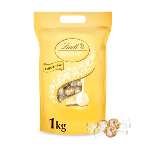 Lindt Schokolade LINDOR Kugeln Cheesecake | 1kg Beutel, wiederverschließbar | 80 Kugeln weiße Schokolade mit zartschmelzender Cheesecake-Füllung | Pralinen-Geschenk | Schokoladen-Geschenk von Lindt