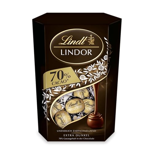 Lindt Schokolade LINDOR Kugeln Dark 70% | 500 g Cornet | ca. 40 Kugeln Kugeln Edelbitterschokolade mit 70% Kakao mit dunkler zartschmelzender Füllung | Pralinen Geschenk | Schokoladen Geschenk von Lindt