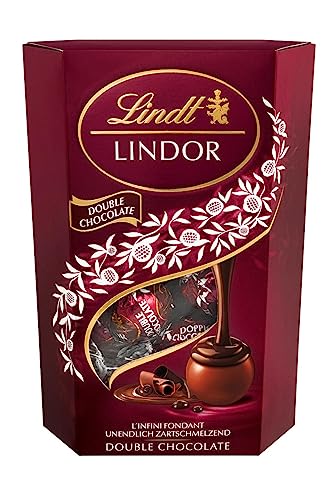 Lindt Schokolade LINDOR Kugeln Double Chocolate | 500 g Cornet | ca. 40 Kugeln Kugeln Vollmilch-Schokolade mit zartschmelzender Schokocrème-Füllung | Pralinen Geschenk | Schokoladen Geschenk von Lindt