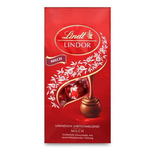 Lindt Schokolade LINDOR Kugeln Milch | 2 x 137 g im Beutel | ca. 10 Kugeln Vollmilchschokolade mit zartschmelzender Füllung | Pralinen-Geschenk | Schokoladen-Geschenk (2 x 137 g) von Lindt