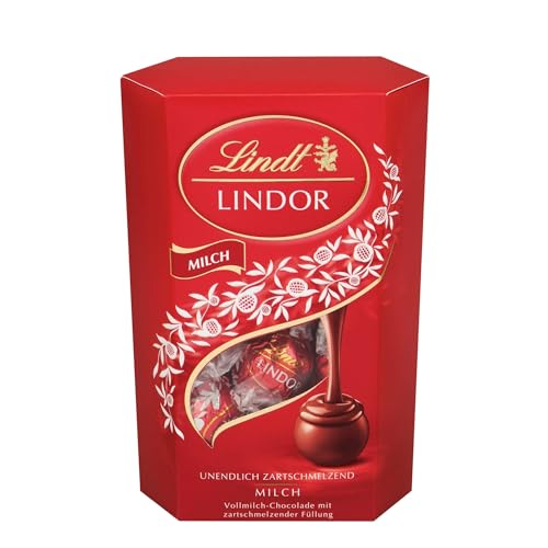 Lindt Schokolade LINDOR Kugeln Milch | 200g Cornet | Vollmilch-Schokolade mit zartschmelzender Füllung | Pralinen-Geschenk | Schokoladen-Geschenk von Lindt