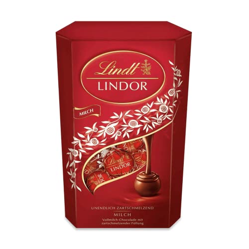 Lindt Schokolade LINDOR Kugeln Milch | 500 g | ca. 40 Kugeln Milch Schokolade mit einer unendlich zartschmelzenden Füllung im süßen Cornet | Pralinen Geschenk | Schokoladen Geschenk von Lindt