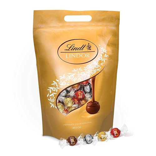 Lindt Schokolade LINDOR Kugeln Mischung | 2 kg Beutel | Ca. 160 LINDOR Kugeln in den Sorten Vollmilch, Weiß, Dark 60%, Haselnuss | Pralinengeschenk | Großpackung | Schokoladengeschenk von Lindt