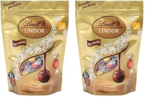 Lindt Schokolade LINDOR Kugeln Mischung | 399g | Ca. 30 Schokoladen Kugeln Vollmilch-, weiße und dunkle Schokolade mit zartschmelzender Füllung | Pralinengeschenk | Schokoladengeschenk (Packung mit 2) von Lindt