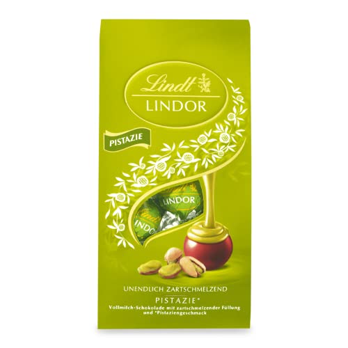 Lindt Schokolade LINDOR Kugeln Pistazie | 137 g Beutel | ca. 10 Kugeln Vollmilchschokolade mit zartschmelzender Pistazien-Füllung | Pralinen-Geschenk | Schokoladen-Geschenk von Lindt