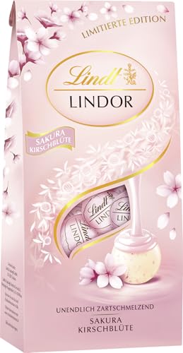 Lindt Schokolade LINDOR Kugeln Sakura | 137 g Beutel | 11 Kugeln Vollmilchschokolade mit zartschmelzender Sakura-Füllung | Pralinen-Geschenk | Schokoladen-Geschenk von Lindt