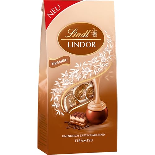 Lindt Schokolade LINDOR Kugeln Tiramisu | 137 g Beutel | 11 Kugeln Vollmilchschokolade mit zartschmelzender Cheesecake-Füllung | Pralinen-Geschenk | Schokoladen-Geschenk von Lindt