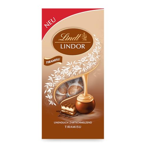 Lindt Schokolade LINDOR Kugeln Tiramisu | 137 g Beutel | 11 Kugeln Vollmilchschokolade mit zartschmelzender Cheesecake-Füllung | Pralinen-Geschenk | Schokoladen-Geschenk von Lindt