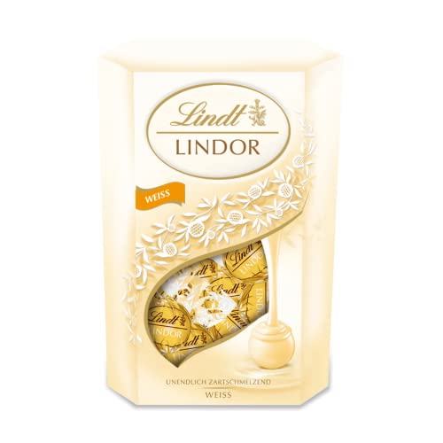 Lindt Schokolade LINDOR Kugeln Weiß | 500 g | ca. 40 Kugeln Weiße Schokolade mit unendlich zartschmelzender Füllung im süßen Cornet | Pralinen Geschenk | Schokoladen Geschenk von Lindt