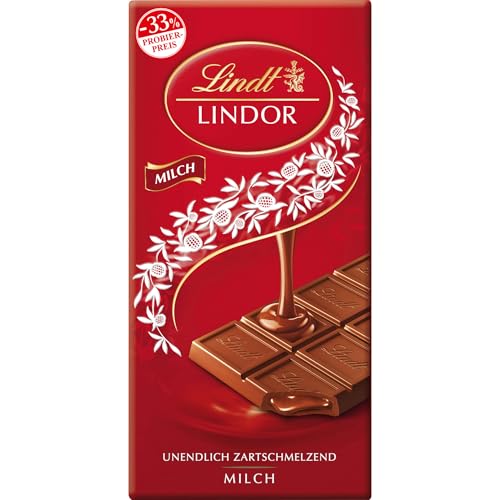 Lindt Schokolade LINDOR Milch, Promotion | 100 g Tafel | Feinste Vollmilch-Schokolade mit einer unendlich zartschmelzenden Füllung | Schokoladentafel | Schokoladengeschenk, 2023 Version von Lindt