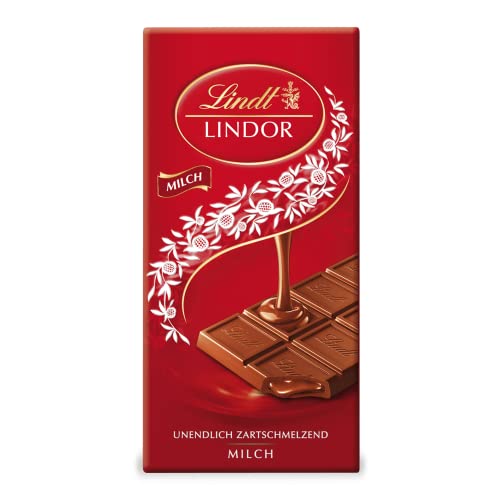 Lindt Schokolade LINDOR Milch | 100 g Tafel | Feinste Vollmilch-Schokolade mit einer unendlich zartschmelzenden Füllung | Schokoladentafel | Schokoladengeschenk von Lindt