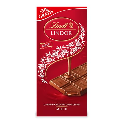 Lindt Schokolade LINDOR Milch | 150g Tafel | Feinste Vollmilch-Schokolade mit einer unendlich zartschmelzenden Füllung | Schokoladentafel | Schokoladengeschenk von Lindt