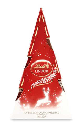 Lindt Schokolade LINDOR Milch Tanne , 112g , Feinste Vollmilch-Schokolade mit einer unendlich zartschmelzenden Füllung , Schokoladengeschenk , Pralinen zu Weihnachten von Lindt