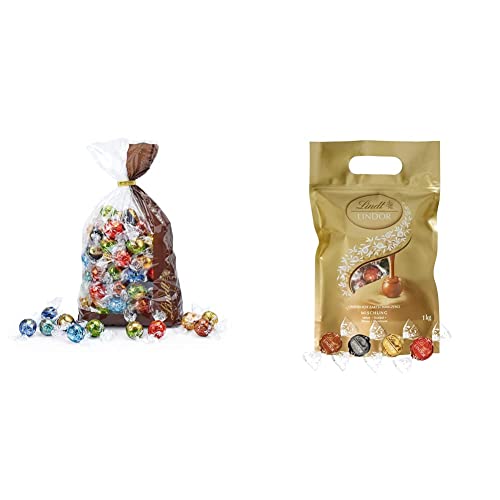 Lindt Schokolade LINDOR Mischung | 1371 g, Klassische | ca. 80 Schokoladen Kugeln (Vollmilch, Weiß, Dunkel 60%, Haselnuss) | Großpackung, 1kg von Lindt