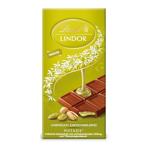 Lindt Schokolade LINDOR Pistazie | 100 g Tafel | Feinste Vollmilch-Schokolade mit einer unendlich zartschmelzenden Füllung mit Pistaziengeschmack | Schokoladentafel | Schokoladengeschenk von Lindt