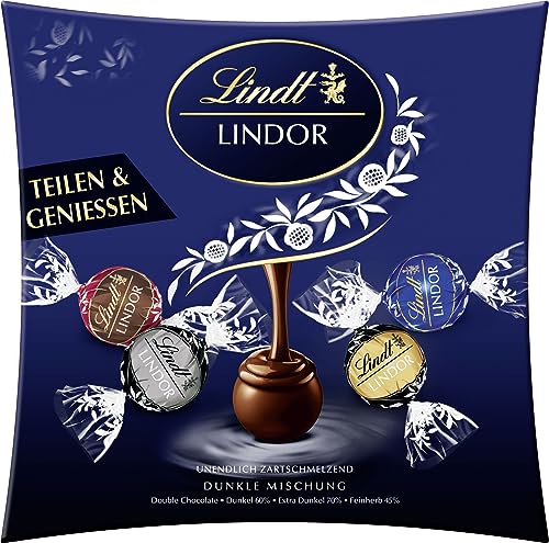 Lindt Schokolade LINDOR Sharing | 249g | ca. 20 LINDOR Kugeln dunkle Schokolade (50%, 60% & 70% Kakao) mit unendlich zartschmelzender Füllung | Schokoladen Geschenk | Pralinen Geschenk von Lindt