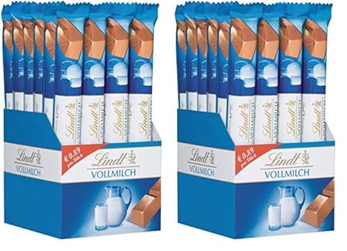 Lindt Schokolade LINDOR Vollmilch Schokoladen-Sticks | 24 x 40g Schokoladenriegel | zartschmelzende Alpenvollmilch-Schokolade | Pralinen-Geschenk | Schokoladen-Geschenk | Großpackung (Packung mit 2) von Lindt