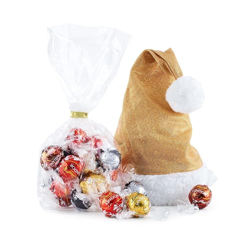 Lindt Schokolade LINDOR Weihnachtsmütze Glamour | 185 g | Vier Sorten zartschmelzende LINDOR Kugeln | Schokoladen-Geschenk zu Weihnachten | Pralinen-Geschenk von Lindt