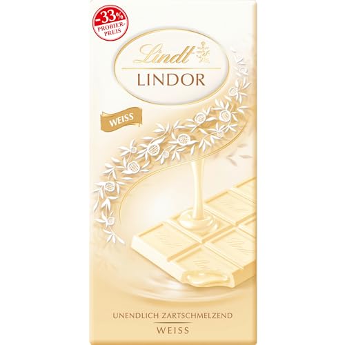 Lindt Schokolade LINDOR Weiß, Promotion | 100 g Tafel | Weiße Schokolade mit einer unendlich zartschmelzenden Füllung | Schokoladentafel | Schokoladengeschenk von Lindt