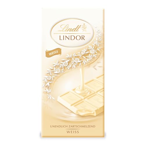 Lindt Schokolade LINDOR Weiß | 100 g Tafel | Weiße Schokolade mit einer unendlich zartschmelzenden Füllung | Schokoladentafel | Schokoladengeschenk von Lindt