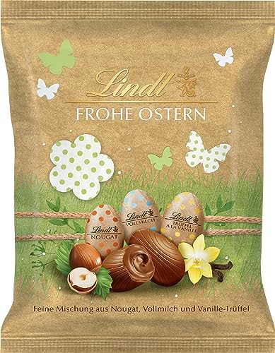 Lindt Schokolade Mini Eier Nature Edition | 100 g | Feine Mischung aus Nougat, Vollmilch und Vanille Trüffel Eiern | Osterschokolade | Schokoladengeschenk von Lindt