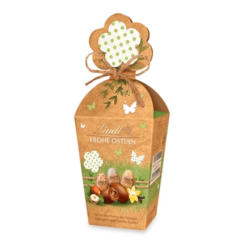 Lindt Schokolade Mini Eier Nature Edition | 170 g Köcher | Feine Mischung aus Nougat, Vollmilch und Vanille Trüffel Eiern | Osterschokolade | Schokoladengeschenk von Lindt