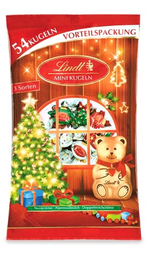 Lindt Schokolade Mini Kugeln , 268 g , Mini Kugeln in den Sorten Doppelmilchcrème , Nusscrème und Alpenmilch , Für Kinder , Schokoladen-Geschenk zu Weihnachten , Weihnachtsschokolade von Lindt