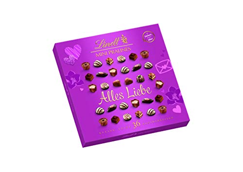 Lindt Schokolade - Mini Pralinés Emotional Edition mit persönlicher Botschaft ("Alles Liebe") | 180 g | Rosa Pralinen-Schachtel mit je 36 Pralinen in 9 Sorten | Pralinengeschenk | Schokoladengeschenk von Lindt