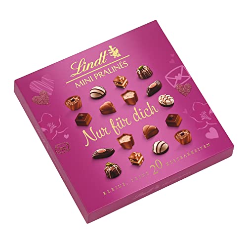 Lindt Schokolade - Mini Pralinés Emotional Edition mit persönlicher Botschaft ("Nur für dich") | 100 g | Rosa Pralinen-Schachtel mit je 20 Pralinen in 9 Sorten | Pralinengeschenk | Schokoladengeschenk von Lindt