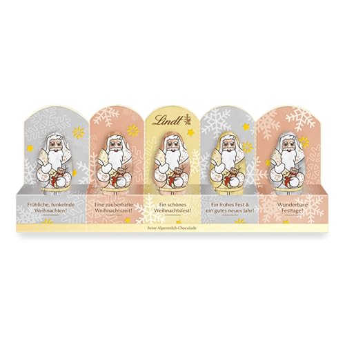 Lindt Schokolade zu Weihnachten | Mini-Santa Glamour | 50 g Weihnachtsmann| 5er Pack | Weihnachtsmänner aus feinster Vollmilchschokolade | Schokoladen-Geschenk zu Weihnachten von Lindt