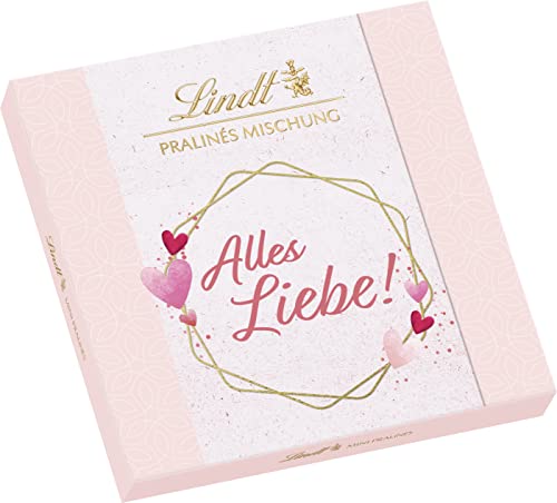 Lindt Schokolade - Mit Liebe Schenken Mini Pralinés l 180 g l 36 erlesene Lindt Mini Pralinen Spezialitäten in 9 Sorten und dem Verpackungs-Schriftzug "Alles Liebe" l Pralinengeschenk von Lindt