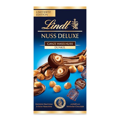 Lindt Schokolade NUSS DELUXE Kugeln Dunkle Haselnuss | 98g Beutel | Geröstete Haselnüsse in feiner Nusscrème umhüllt von dunkler, feinschmelzender Schokolade | Pralinengeschenk | Schokoladengeschenk von Lindt