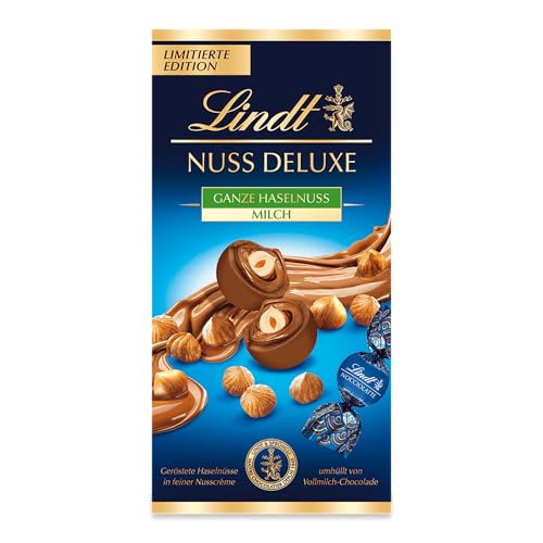 Lindt Schokolade NUSS DELUXE Kugeln Vollmilch Haselnuss| 98 g Beutel | Geröstete Haselnüsse in feiner Nusscrème umhüllt von feinschmelzender Vollmilch-Schokolade | Pralinengeschenk von Lindt