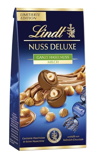 Lindt Schokolade NUSS DELUXE Kugeln Vollmilch Haselnuss| 98 g Beutel | Geröstete Haselnüsse in feiner Nusscrème umhüllt von feinschmelzender Vollmilch-Schokolade | Pralinengeschenk von Lindt